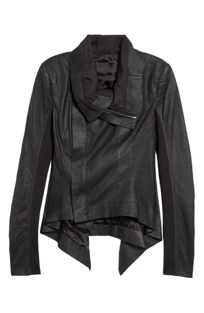 Rick Owens Asymmetric Leather & Wool Biker Jacket In Black