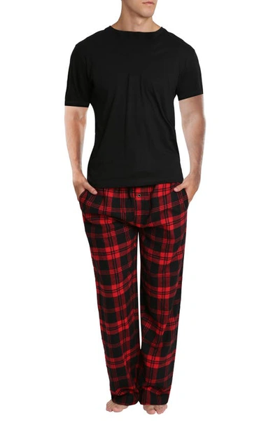 Sleephero Short Sleeve Plaid Flannel Pajama Set In Buffalo Check