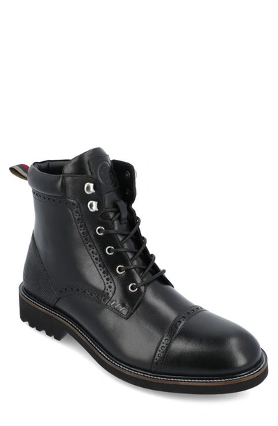 Thomas & Vine Tyrus Leather Cap Toe Combat Boot In Black