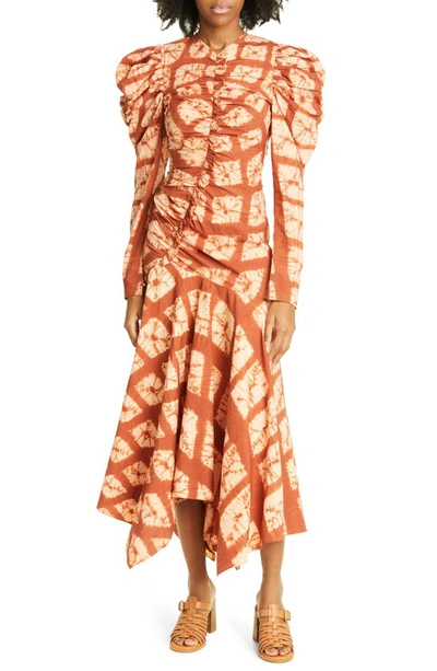 Ulla Johnson Priyanka Tie Dye Long Sleeve Cotton Dress In Sequoia | ModeSens