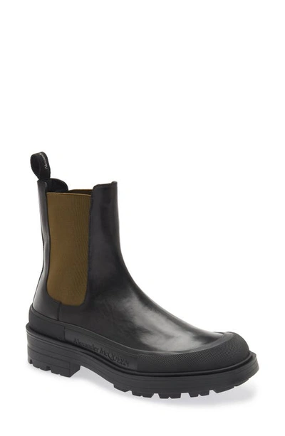 Alexander Mcqueen Stacked Chelsea Boot In Black