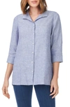 Foxcroft Stirling Linen Button-up Tunic In Indigo