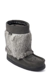 Manitobah Waterproof Boot With Faux Fur Trim In Charcoal