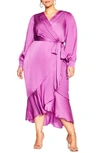 City Chic Ophelia Bishop Sleeve Maxi Dress In Violet