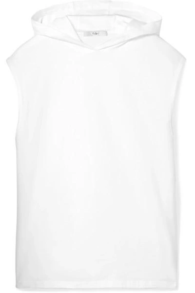 Tibi Cotton-jersey Hooded Top In White