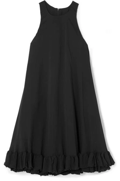 Msgm Ruffled Cady Mini Dress In Black