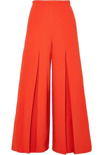 Roland Mouret Huggate Pleated Cady Wide-leg Pants In Orange