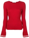 Philosophy Di Lorenzo Serafini Ribbed Pleated Cuff Sweater In Red