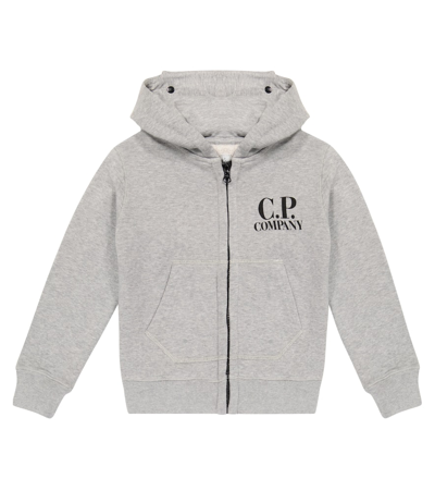 C.p. Company Goggle Fleece Zip-up Hoodie In Grey