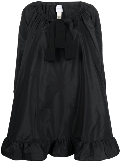 Patou Tie-neck Faille Minidress In Black