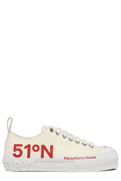 Burberry Coordinates Print Cotton Sneakers In Neutral White
