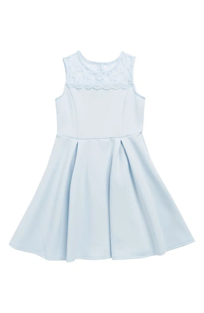 Nordstrom Rack Kids' Lace Illusion Scuba Dress In Light Blue