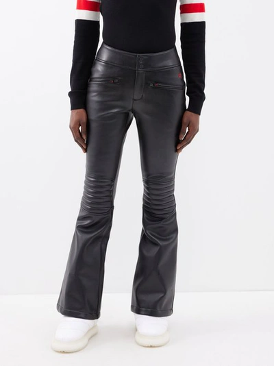 Perfect Moment Aurora Paneled Faux Leather Flared Ski Trousers In Black