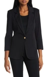 Ming Wang One-button Knit Blazer In Black