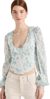 Free People Another Life Floral-print Cotton Top In White Combo