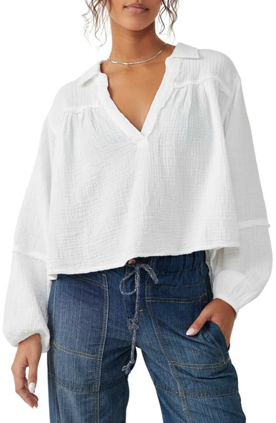 Free People Yucca Double Cloth Cotton Top In Optic White