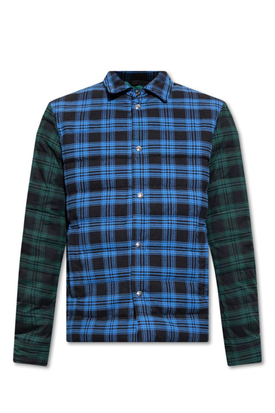 Woolrich Checked Down Jacket In Blue