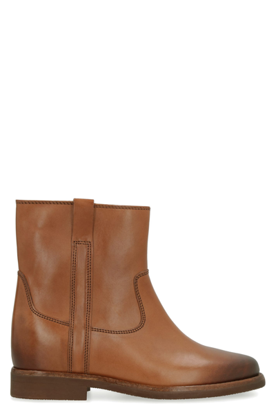 Isabel Marant Susee Round Toe Ankle Boots In Brown