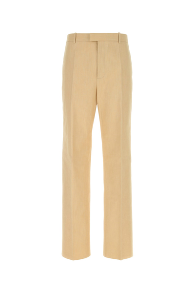 Bottega Veneta Cotton Twill Straight Pants In Beige