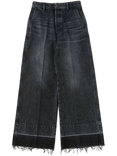 Moussy Vintage Elba Cropped Wide-leg Jeans In Black