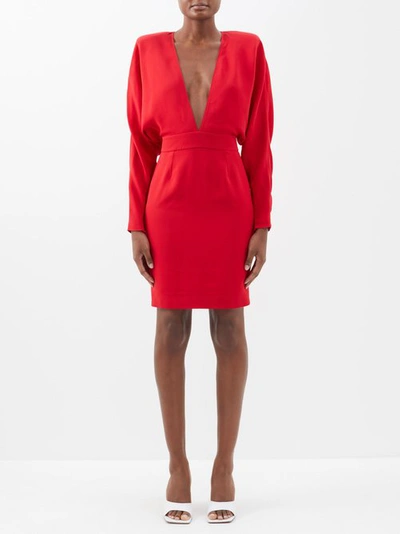 Alexandre Vauthier Plunge-front Crepe Mini Dress In Red