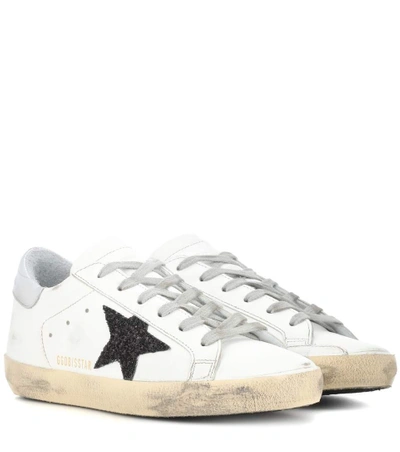 Golden Goose Superstar Leather Sneakers In White Leath