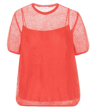 Mansur Gavriel Short-sleeve Open Knit Sweater In Pink