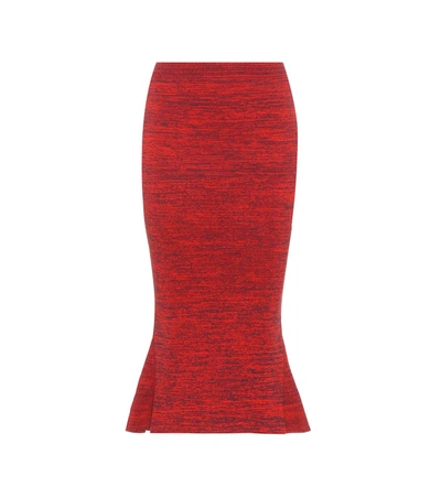 Stella Mccartney Knitted Cotton Midi Skirt In Red