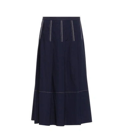 Marni Cotton Midi Skirt In Ultramarine