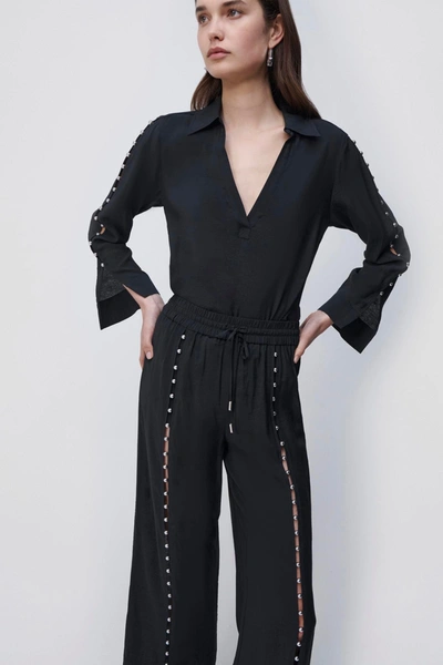 Simkhai Stormy Beaded Coverup Top In Black