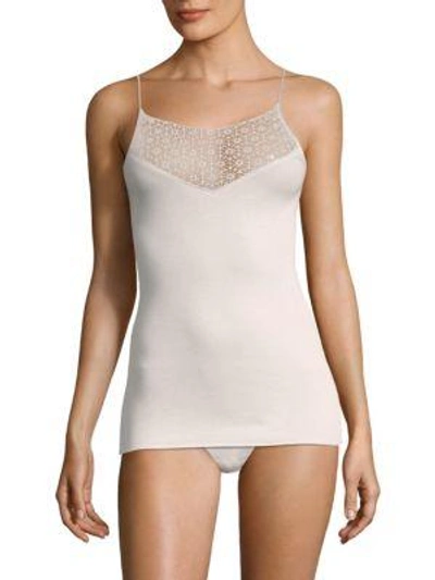 Hanro Melissa Lace-trim Spaghetti Cotton Camisole In Sandshell