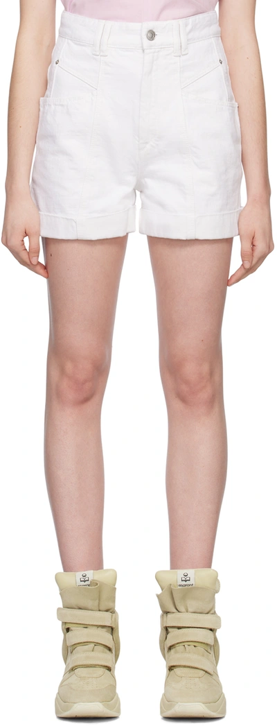Isabel Marant High-rise Denim Shorts In White