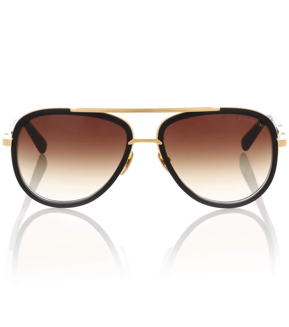 Dita Eyewear Mach Two 18kt Gold-plated Acetate Sunglasses In Black ...