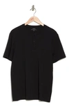 Vince Solid Henley T-shirt In Black