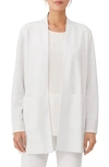 Eileen Fisher Open Front Long Jacket In Ivory