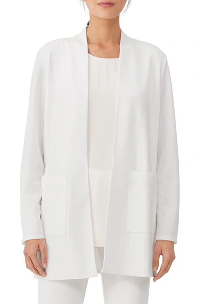 Eileen Fisher Open Front Long Jacket In Ivory