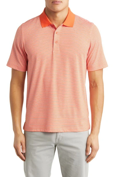 Cutter & Buck Forge Drytec Stripe Performance Polo In College Orange