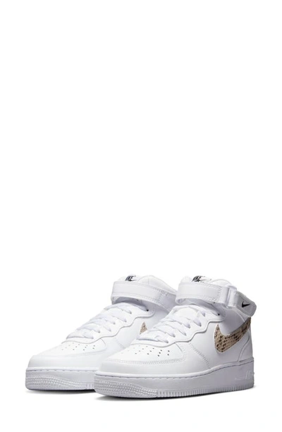 Nike Women's Air Force 1 '07 Mid Shoes In White/ Sand Drift/ Black