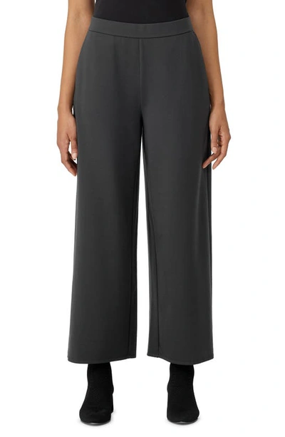 Eileen Fisher High Waist Wide Leg Ponte Pants In Graphite