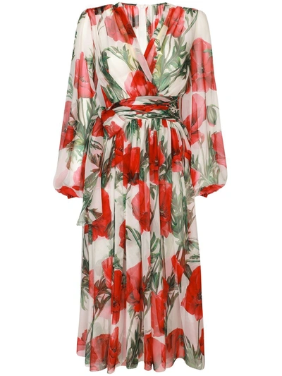 Dolce & Gabbana Floral-print Tiered Midi Dress In Multicolour