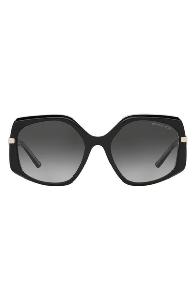 Michael Kors Cheyenne 56mm Gradient Geometric Sunglasses In Dark Grey