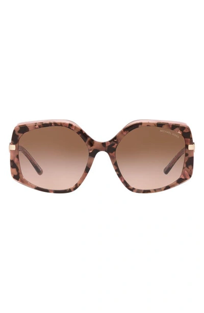 Michael Kors Cheyenne 56mm Gradient Geometric Sunglasses In Pink Tortoise