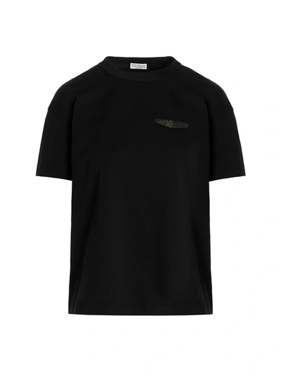 Brunello Cucinelli Monile Crewneck Detail T-shirt In Nero