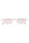 Illesteva Marianne Cat-eye Acetate And Gold-tone Sunglasses In White