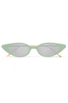 Illesteva Marianne Cat-eye Acetate Mirrored Sunglasses In Green