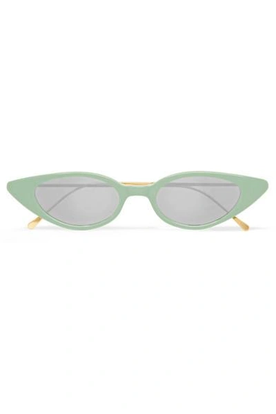 Illesteva Marianne Cat-eye Acetate Mirrored Sunglasses In Green