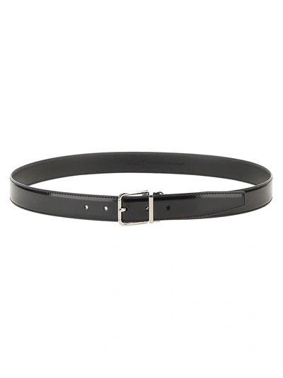 Dolce & Gabbana Thin Leather Belt In Nero