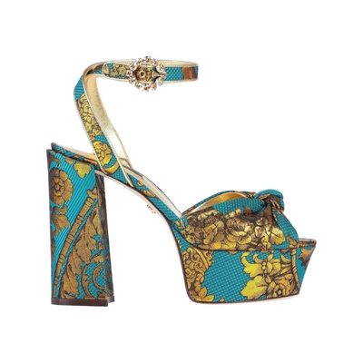 Dolce & Gabbana Keira Jacquard Sandals In Green