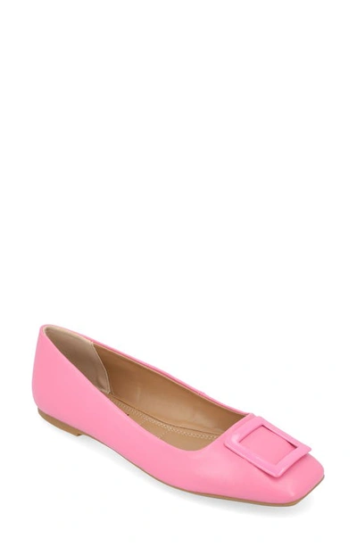 Journee Collection Zimia Square Buckle Flat In Pink