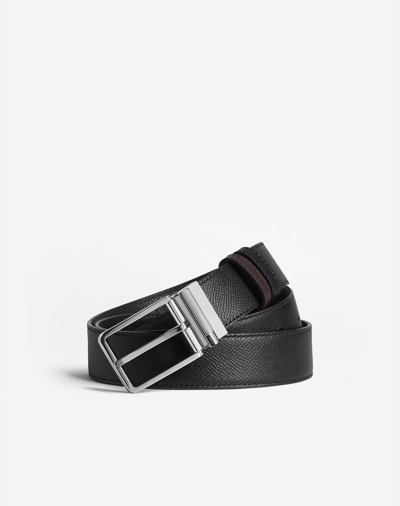 Dunhill Reversible 35mm Rounded Roller Buckle Cadogan Leather Belt In Black